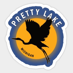 Pretty Lake in Michigan Heron Sunrise Sticker